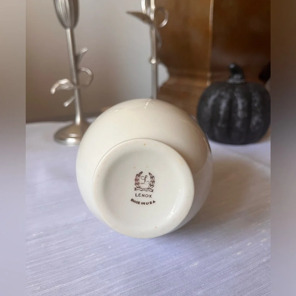 Vintage Lenox Porcelain Bud Vase Cream Beige off White w Gold Accents